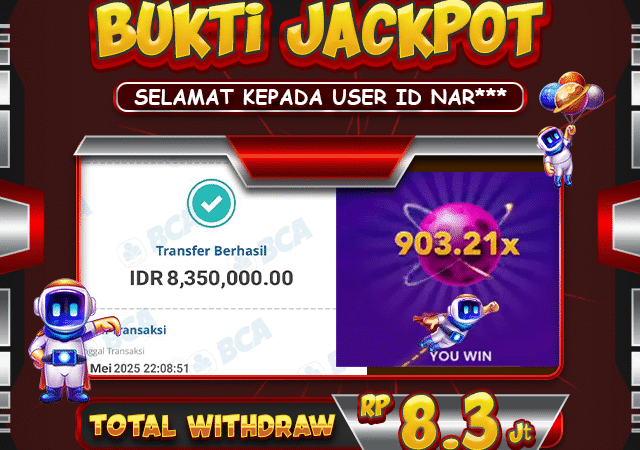 SELAMAT USER ID NAR*** TELAH MENDAPATKAN JACKPOT